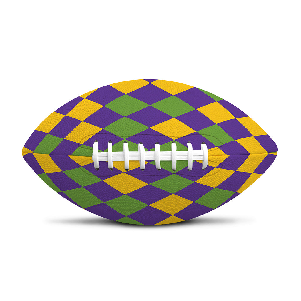 Mardi Gras Harlequin Pattern Print Rugby Ball