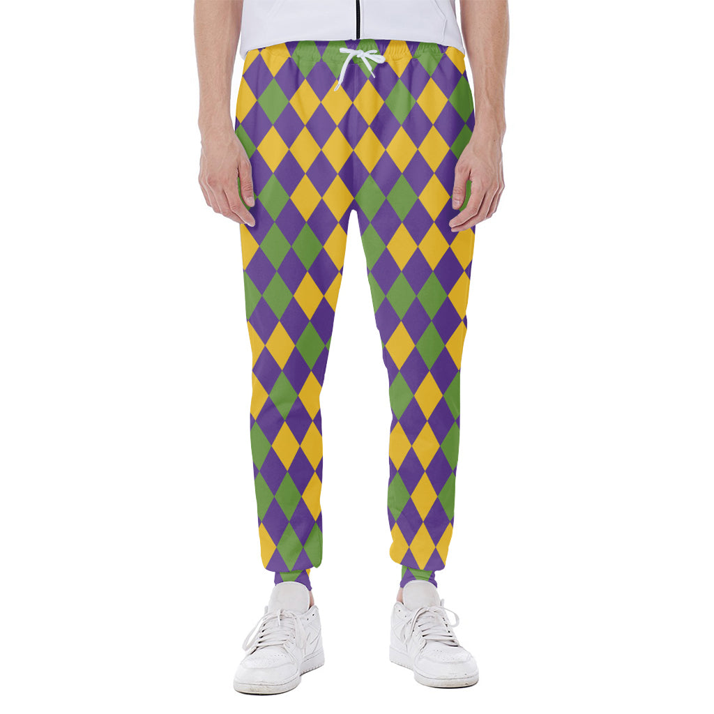 Mardi Gras Harlequin Pattern Print Scuba Joggers