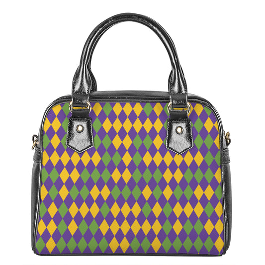 Mardi Gras Harlequin Pattern Print Shoulder Handbag