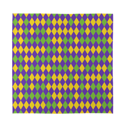 Mardi Gras Harlequin Pattern Print Silk Bandana