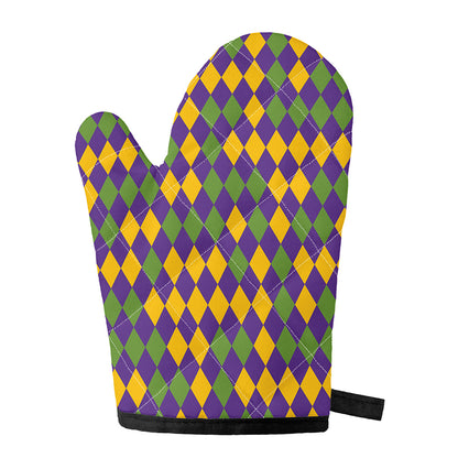 Mardi Gras Harlequin Pattern Print Single Oven Mitt