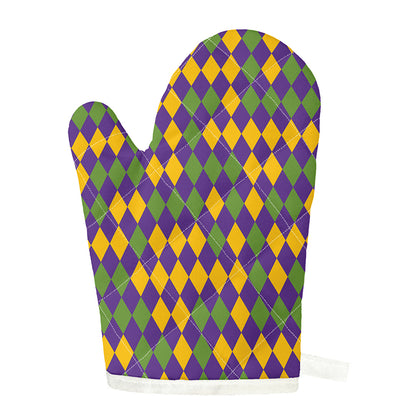 Mardi Gras Harlequin Pattern Print Single Oven Mitt