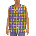 Mardi Gras Harlequin Pattern Print Sleeveless Baseball Jersey