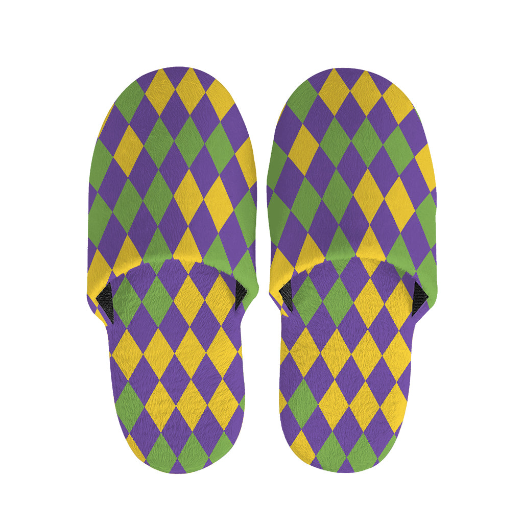 Mardi Gras Harlequin Pattern Print Slippers