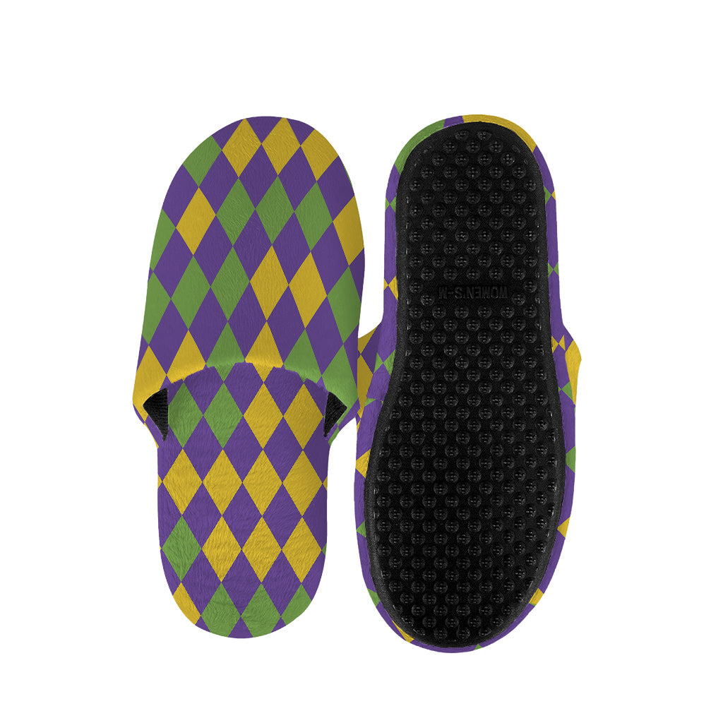 Mardi Gras Harlequin Pattern Print Slippers