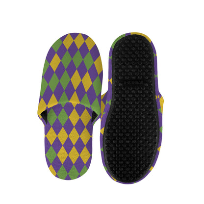 Mardi Gras Harlequin Pattern Print Slippers