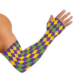Mardi Gras Harlequin Pattern Print Sun Protection Arm Sleeves