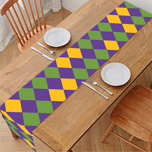 Mardi Gras Harlequin Pattern Print Table Runner