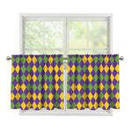 Mardi Gras Harlequin Pattern Print Tier Curtains