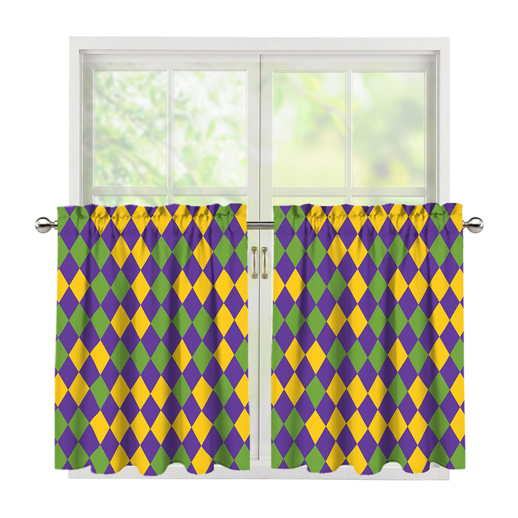 Mardi Gras Harlequin Pattern Print Tier Curtains