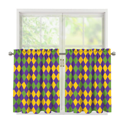 Mardi Gras Harlequin Pattern Print Tier Curtains