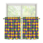 Mardi Gras Harlequin Pattern Print Tier Curtains