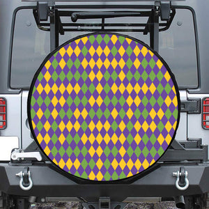 Mardi Gras Harlequin Pattern Print Tire Cover