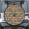 Mardi Gras Harlequin Pattern Print Tire Cover With Camera Hole