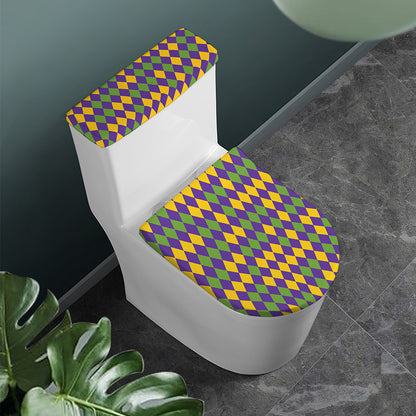 Mardi Gras Harlequin Pattern Print Toilet Lid And Tank Cover Set