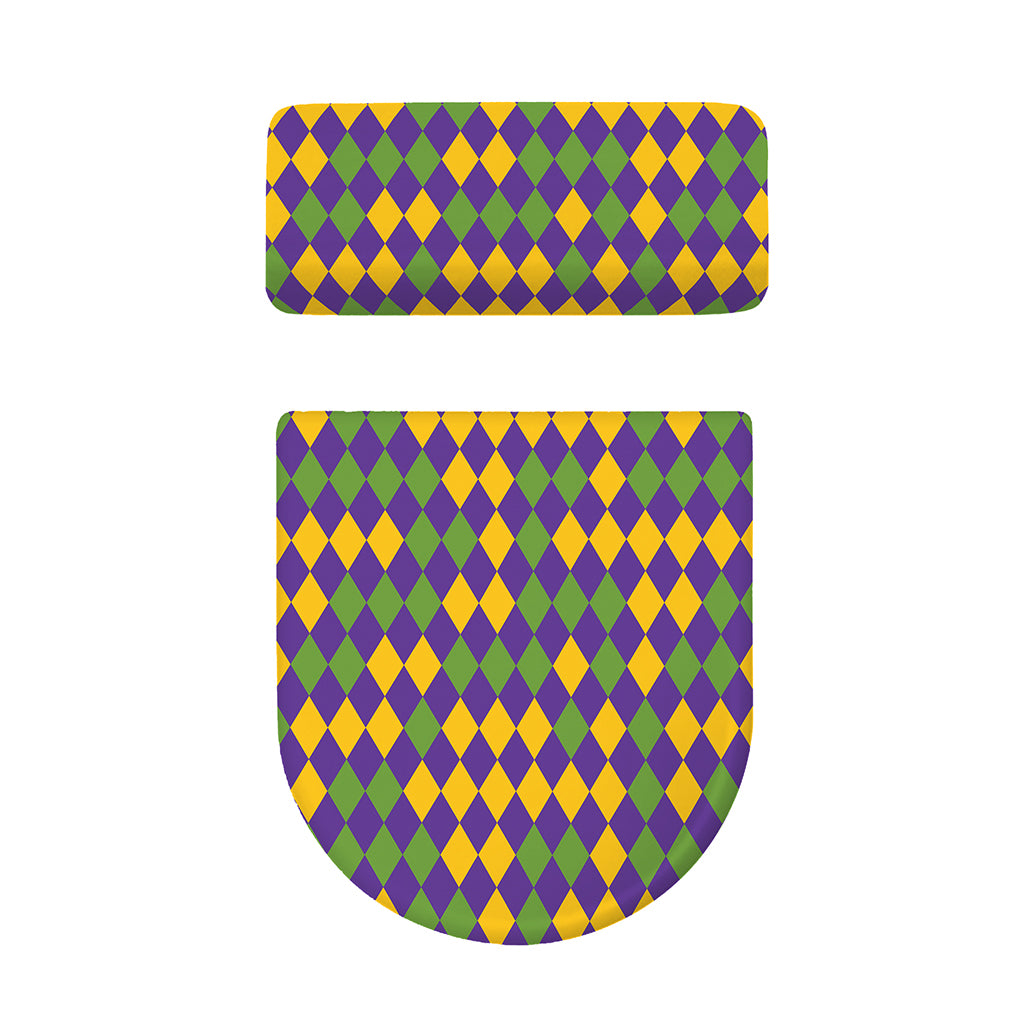 Mardi Gras Harlequin Pattern Print Toilet Lid And Tank Cover Set