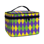 Mardi Gras Harlequin Pattern Print Travel Makeup Bag