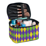 Mardi Gras Harlequin Pattern Print Travel Makeup Bag