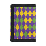 Mardi Gras Harlequin Pattern Print Trifold Wallet