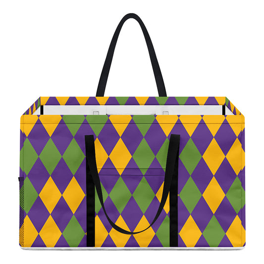 Mardi Gras Harlequin Pattern Print Utility Tote Bag
