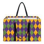 Mardi Gras Harlequin Pattern Print Utility Tote Bag