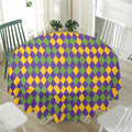 Mardi Gras Harlequin Pattern Print Waterproof Round Tablecloth