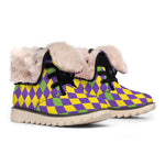 Mardi Gras Harlequin Pattern Print Winter Boots
