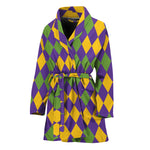 Mardi Gras Harlequin Pattern Print Women's Bathrobe
