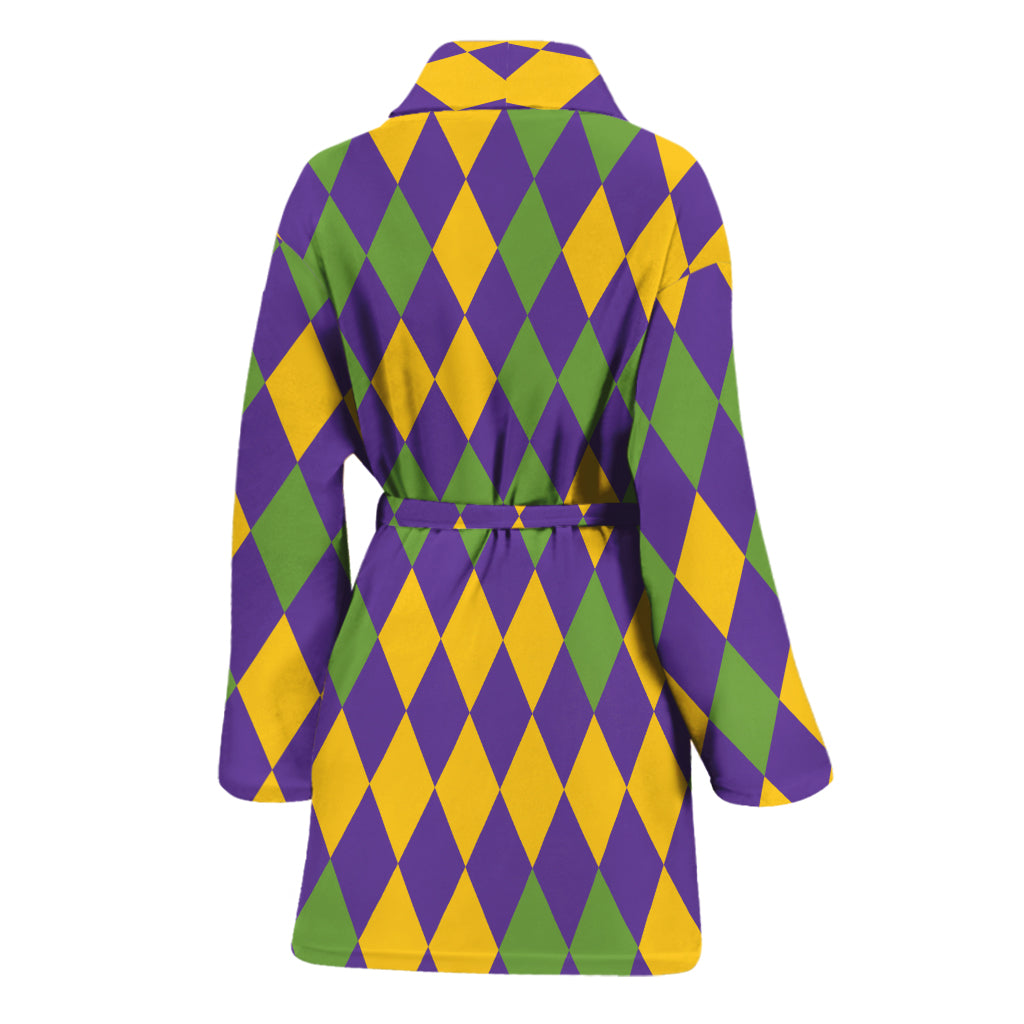 Mardi Gras Harlequin Pattern Print Women's Bathrobe