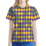 Mardi Gras Harlequin Pattern Print Women's Polo Shirt