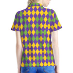 Mardi Gras Harlequin Pattern Print Women's Polo Shirt