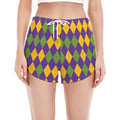 Mardi Gras Harlequin Pattern Print Women's Split Running Shorts