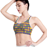Mardi Gras Harlequin Pattern Print Women's Sports Bra