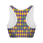 Mardi Gras Harlequin Pattern Print Women's Sports Bra