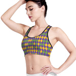 Mardi Gras Harlequin Pattern Print Women's Sports Bra