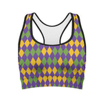 Mardi Gras Harlequin Pattern Print Women's Sports Bra