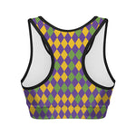 Mardi Gras Harlequin Pattern Print Women's Sports Bra
