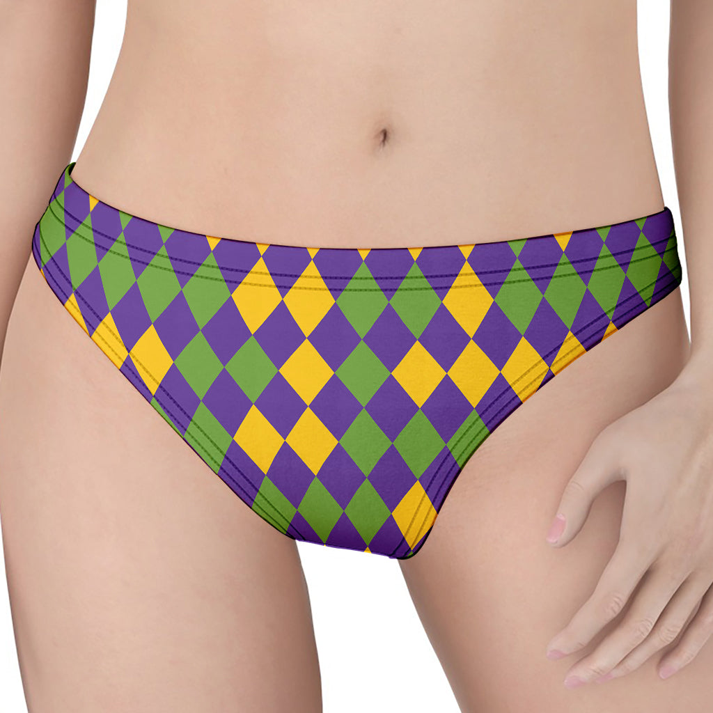 Mardi Gras Harlequin Pattern Print Women's Thong