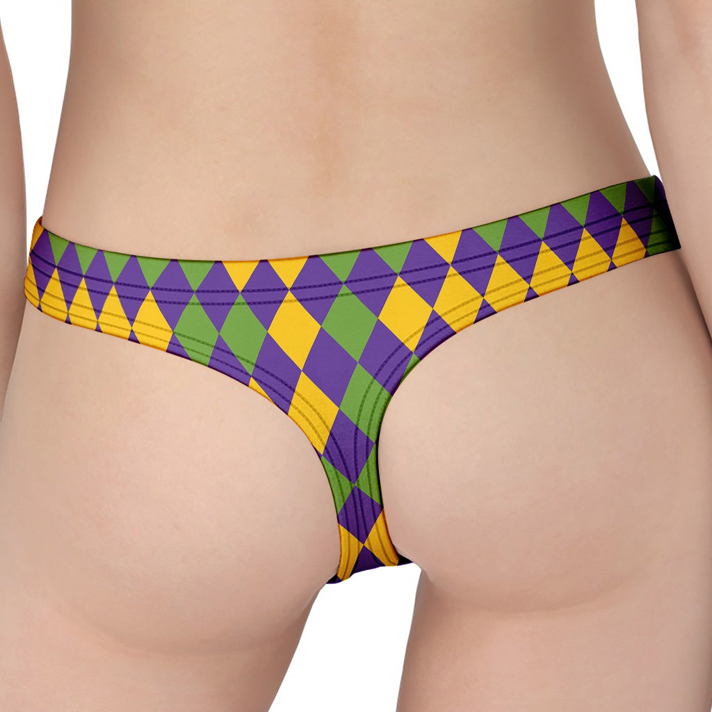 Mardi Gras Harlequin Pattern Print Women's Thong