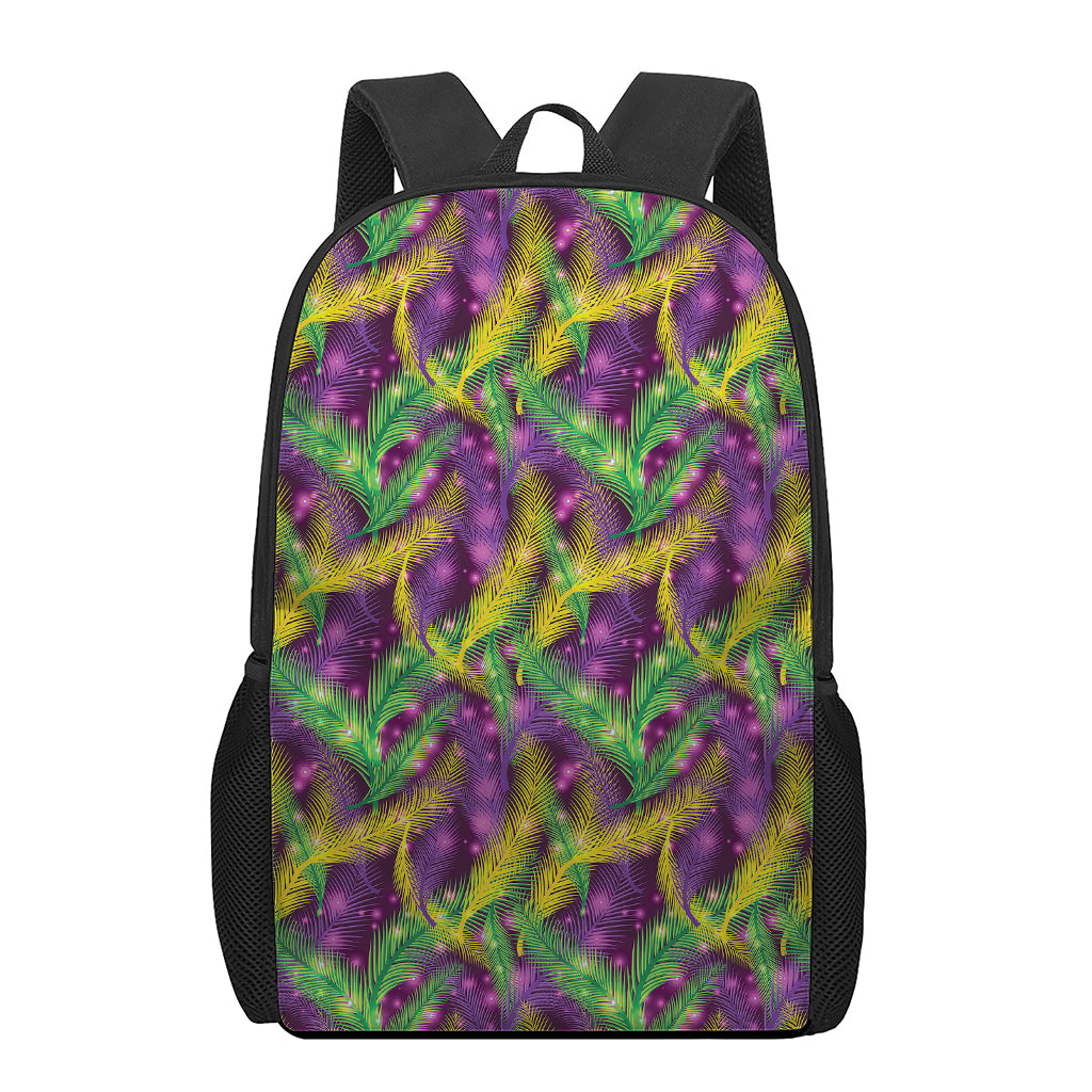 Mardi Gras Palm Leaf Pattern Print 17 Inch Backpack