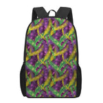 Mardi Gras Palm Leaf Pattern Print 17 Inch Backpack