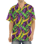 Mardi Gras Palm Leaf Pattern Print Aloha Shirt