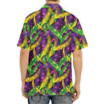 Mardi Gras Palm Leaf Pattern Print Aloha Shirt