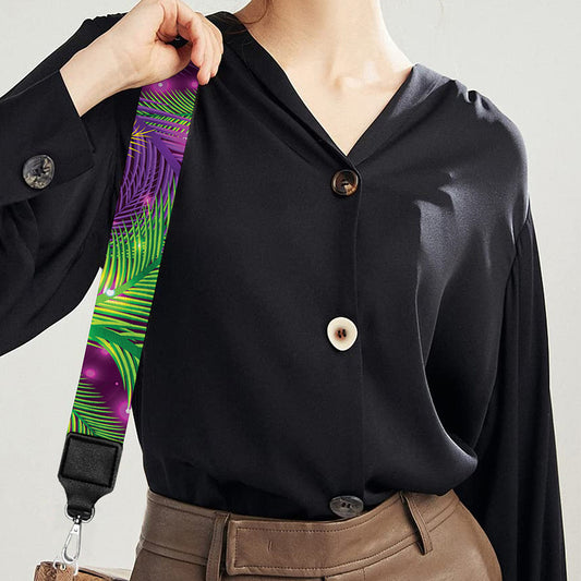 Mardi Gras Palm Leaf Pattern Print Bag Strap