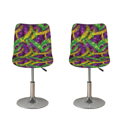 Mardi Gras Palm Leaf Pattern Print Bar Stool Covers