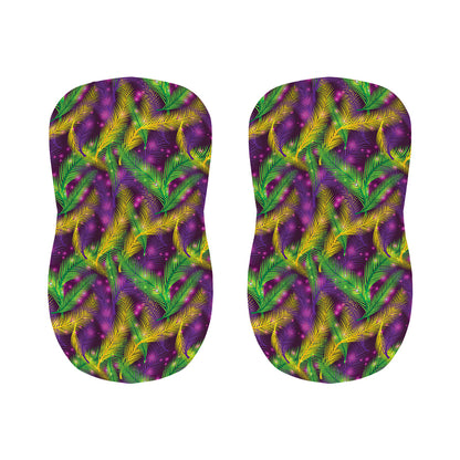 Mardi Gras Palm Leaf Pattern Print Bar Stool Covers