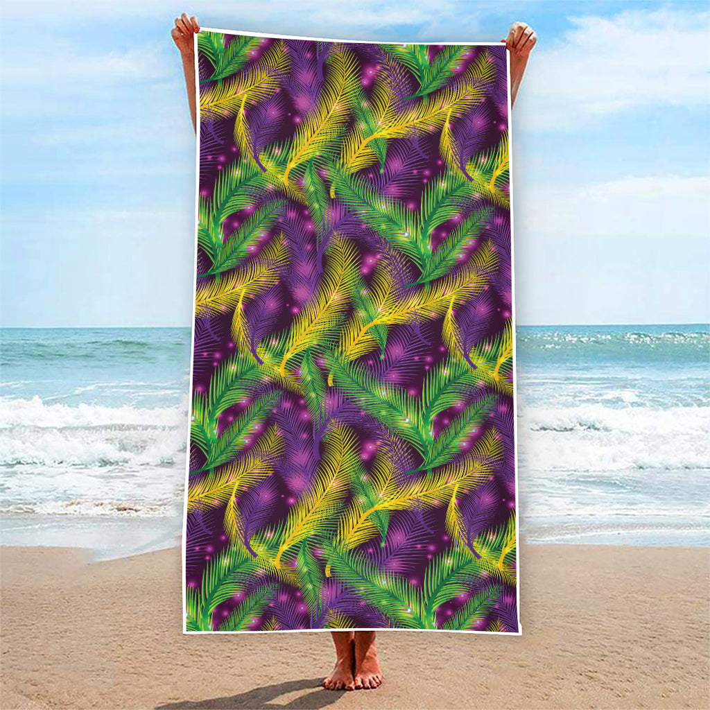 Mardi Gras Palm Leaf Pattern Print Beach Towel