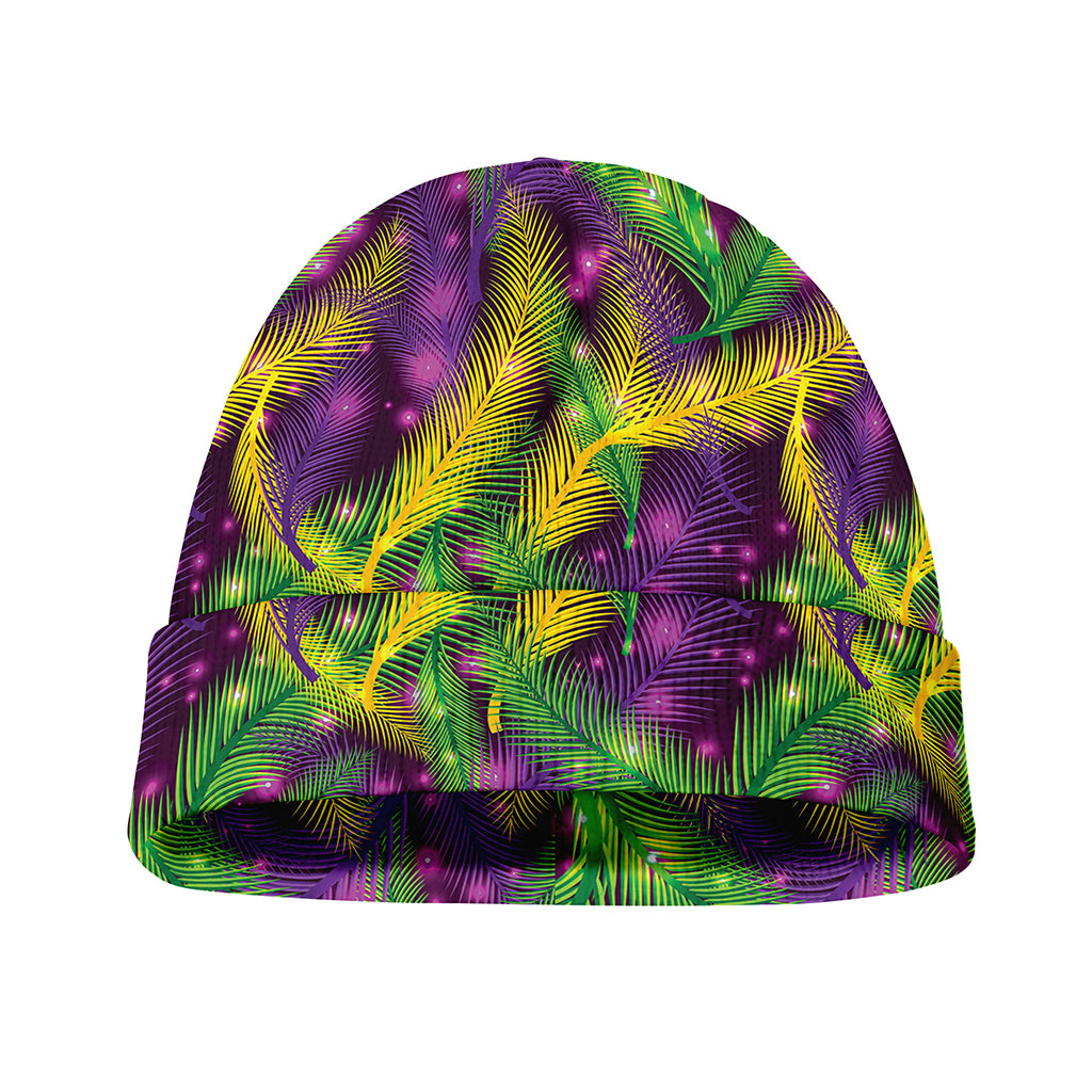 Mardi Gras Palm Leaf Pattern Print Beanie