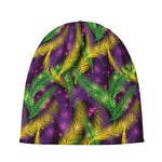 Mardi Gras Palm Leaf Pattern Print Beanie