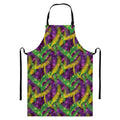 Mardi Gras Palm Leaf Pattern Print Bib Apron With Pocket
